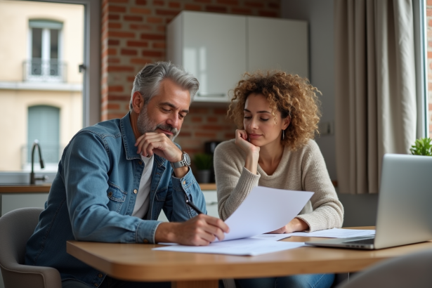 Couple d'adultes dans une cuisine rénovée à Paris