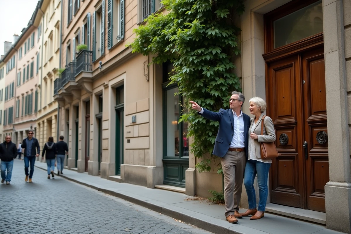 Couple visitant un appartement à Lyon dans le cadre d'un projet immobilier avec Terhexagone-immo.fr