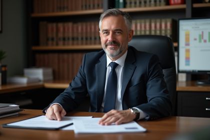 Expert en droit examinant des documents dans son bureau