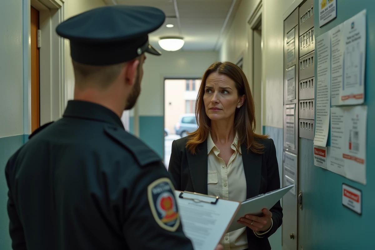 Femme discutant avec gestionnaire dans un couloir d