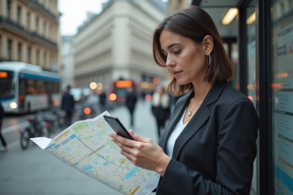 Femme professionnelle regardant une carte urbaine
