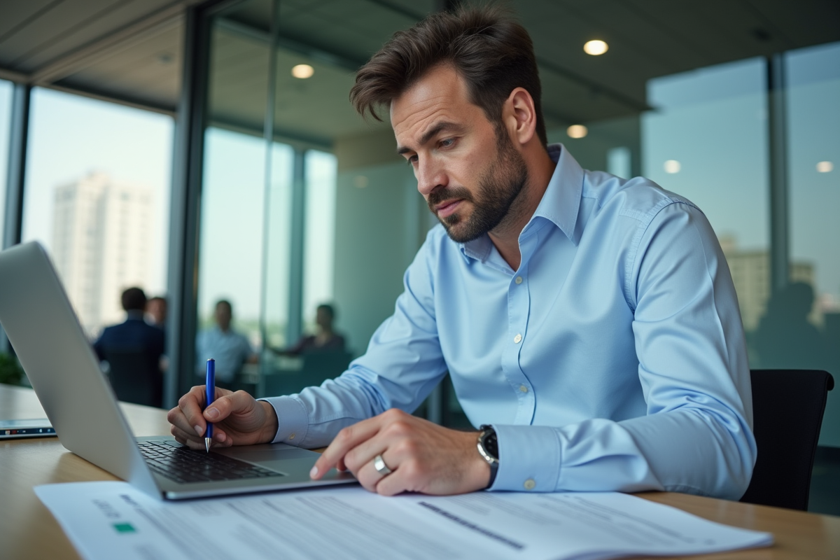 Homme étudiant un plan de remboursement sur son ordinateur