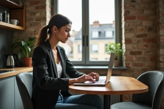Jeune femme en blazer cherche appartement à Paris