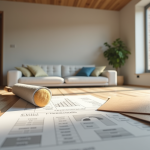 Salon moderne en rénovation avec outils et échantillons