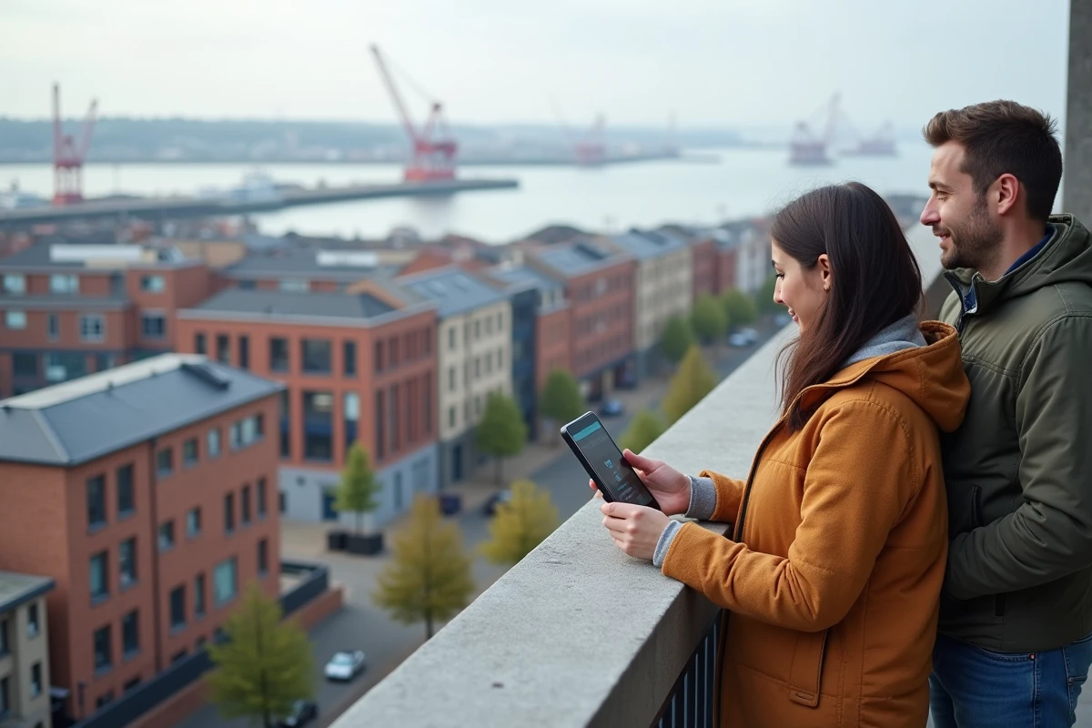 Vue panoramique depuis une terrasse sur le quartier du port du Havre avec potentiel immobilier en 2026